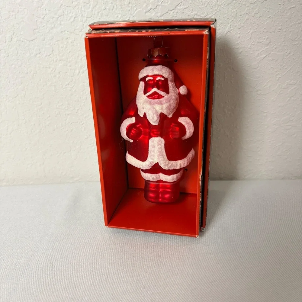 John Derian Target Santa Ornament Red New Glass Flocked Vintage Style Holiday